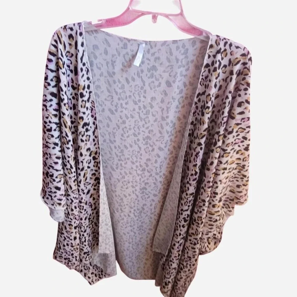 Pink and black leopard print kimono